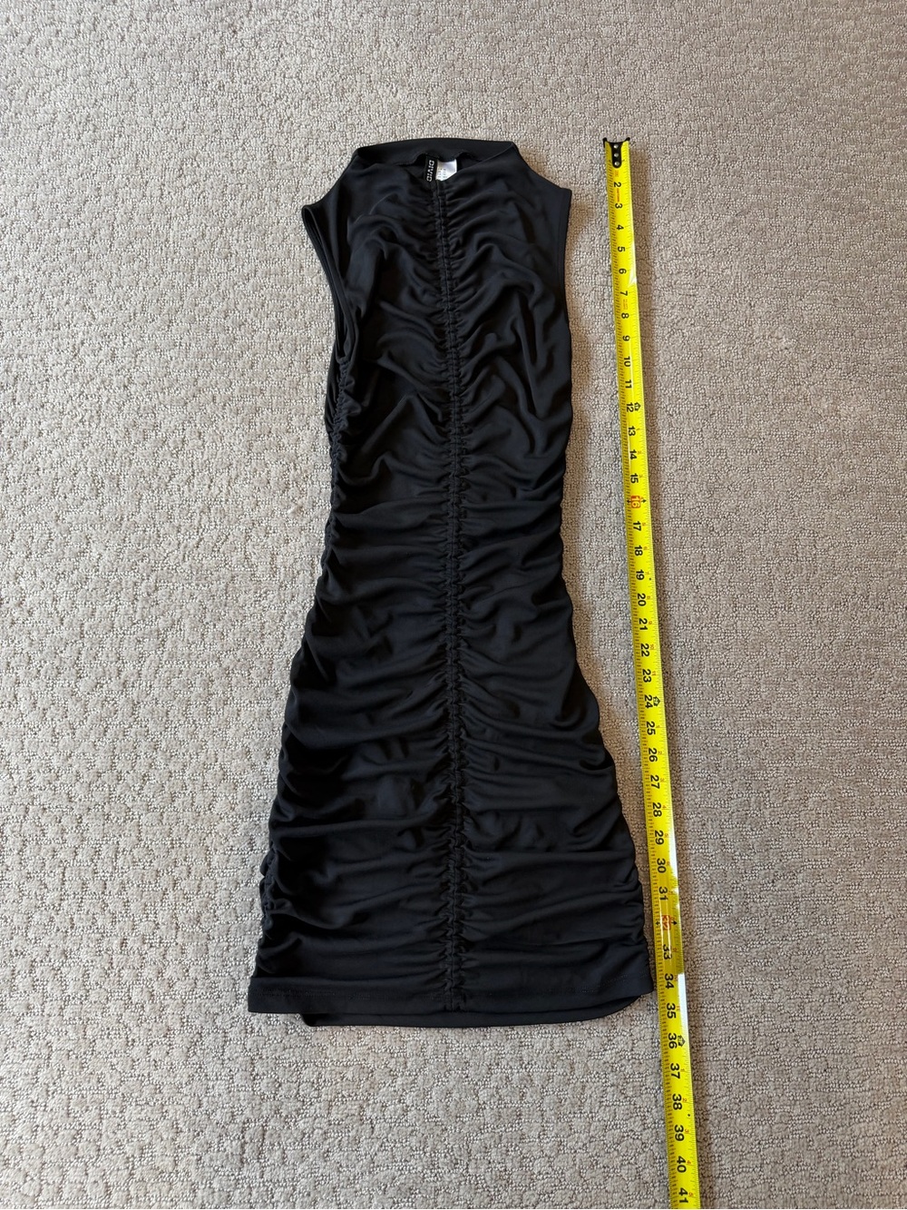 Divided Black Ruched Sleeveless Mini Dress